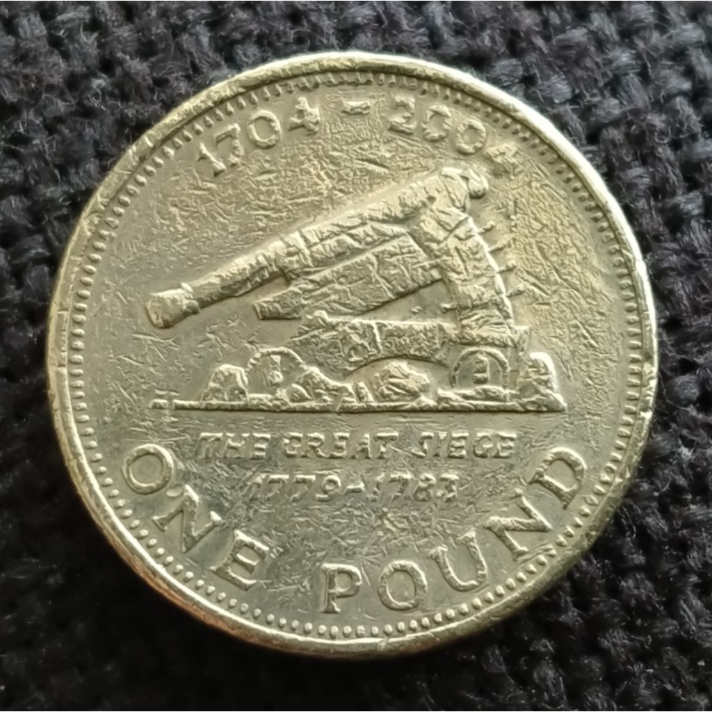 Koin Kuno Gibraltar 1 Pound 2004 Meriam