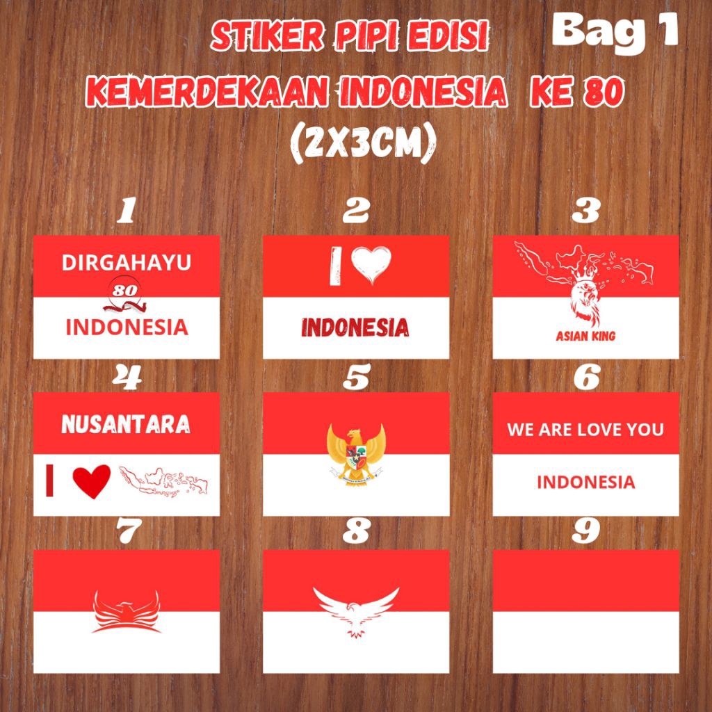 

Bag1 50pcs Stiker Pipi Bendera Indonesia Stiker Kemerdekaan Indonesia murah