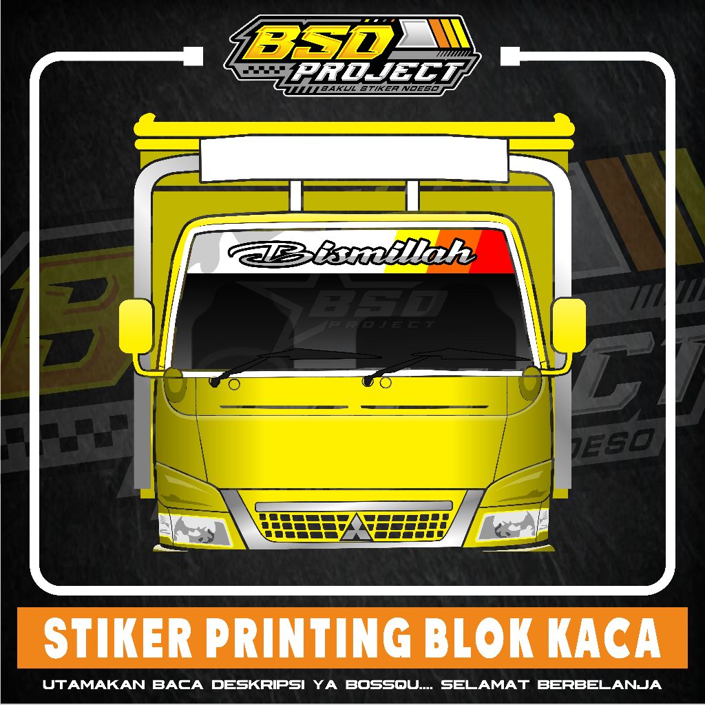 Stiker kaca truk tulisan bismillah stiker printing blok kaca truk mobil pickup bisa custom