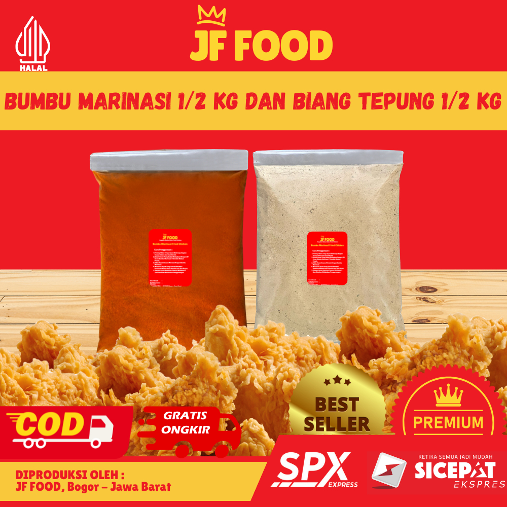 

Paket Bumbu Marinasi Ayam Fried Chicken 1/2 Kg Dan Biang Tepung Premix 1/2 Kg