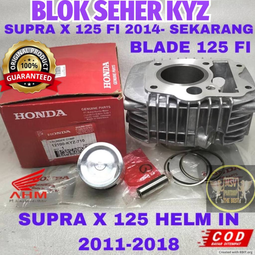 BLOK SEHER KODE-KYZ CYLINDER BLOK Honda Supra X 125 (Helm In dan FI),Blade 125 FI KUALITAS BAIK ORI.