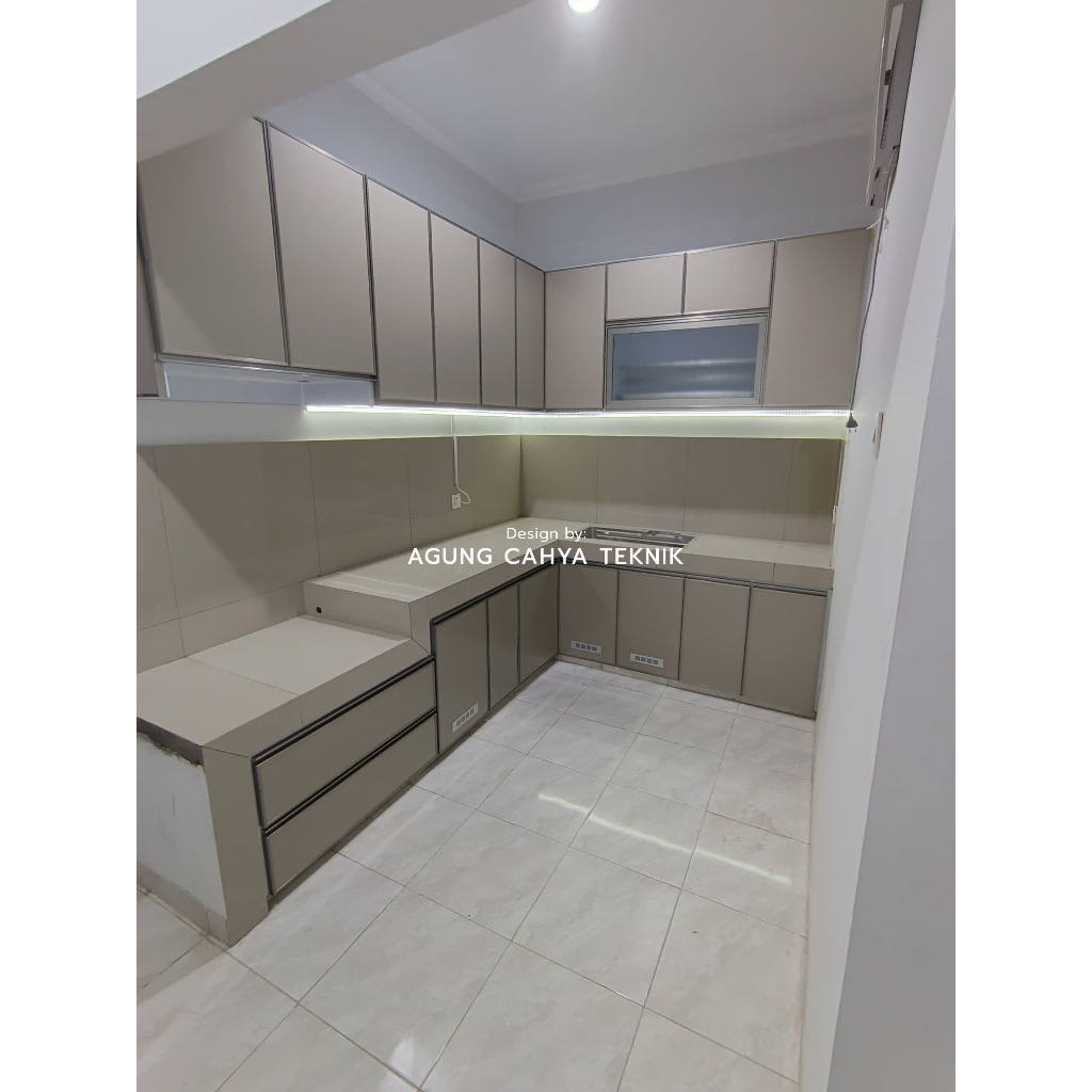 Kitchen Set Aluminium Custom Kabinet Atas Bawah Lemari Dapur Minimalis Single Layer