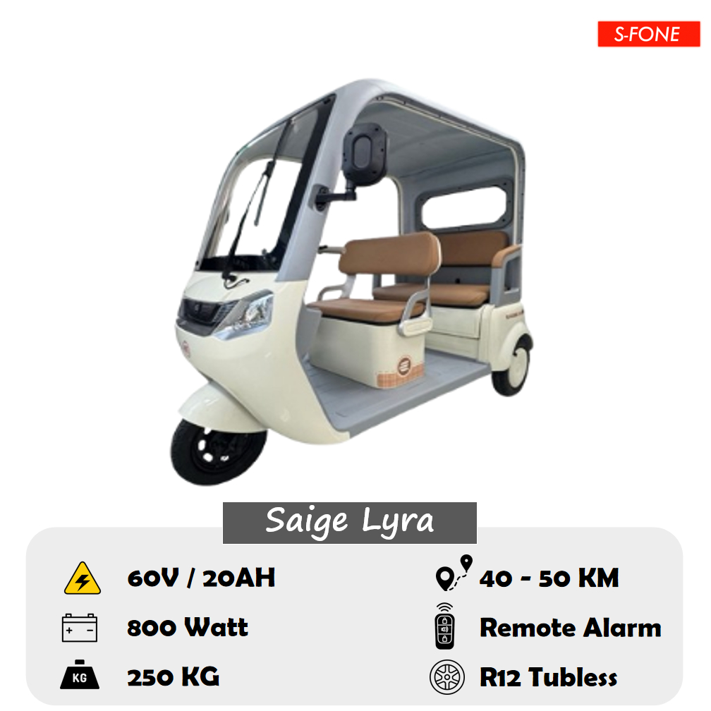 Sepeda Listrik Saige Roda 3 LYRA Accu 60/20 Ah Motor 800 Watt