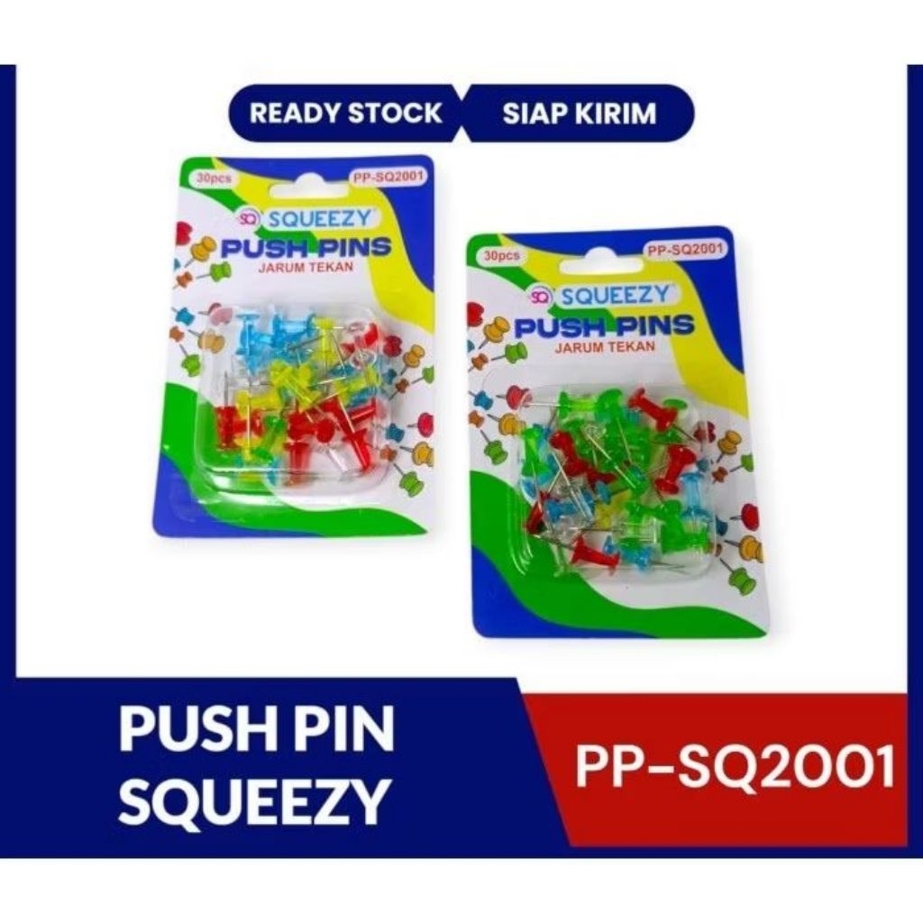 

Push Pin Warna Squeezy 30pcs Jarum Tekan Serbaguna untuk Papan Pengumuman dan Dinding