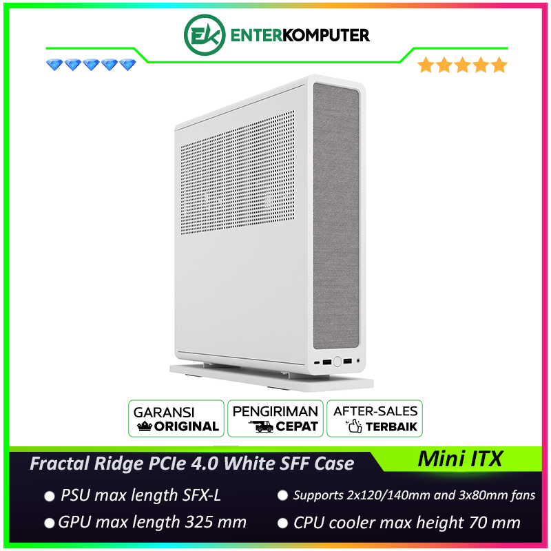 Fractal Ridge PCIe 4.0 White Mini ITX SFF Case