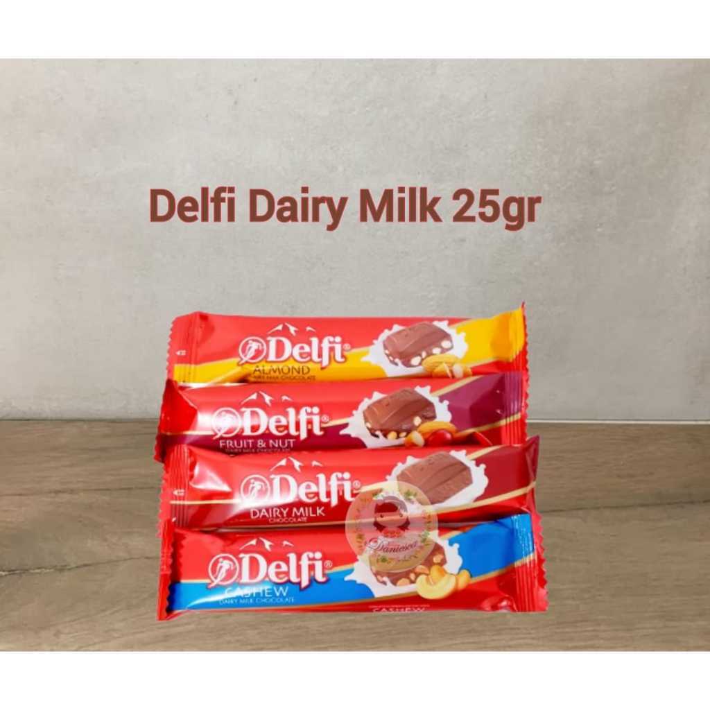 

Delfi Dairy Milk 25gr Eceran Milk Chocolate, Almond, Cashew, Fruit & Nut ( SCP )