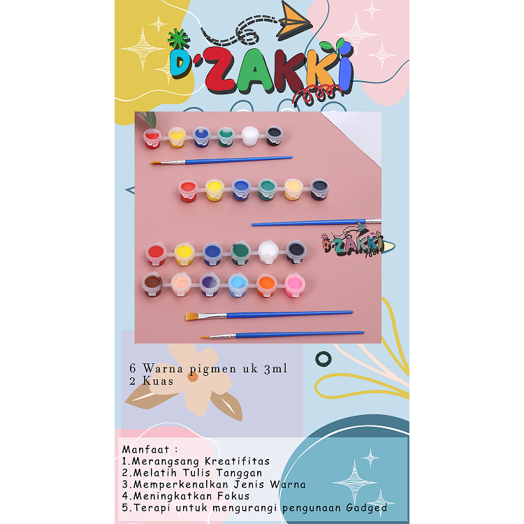 

D'zakki Cat Warna Akrilik 1 Set Acrylic Colour Set 6/12 Warna - Cat Akrilik Kanvas Lukis Canvas Paint Acrylic Color 3 ml