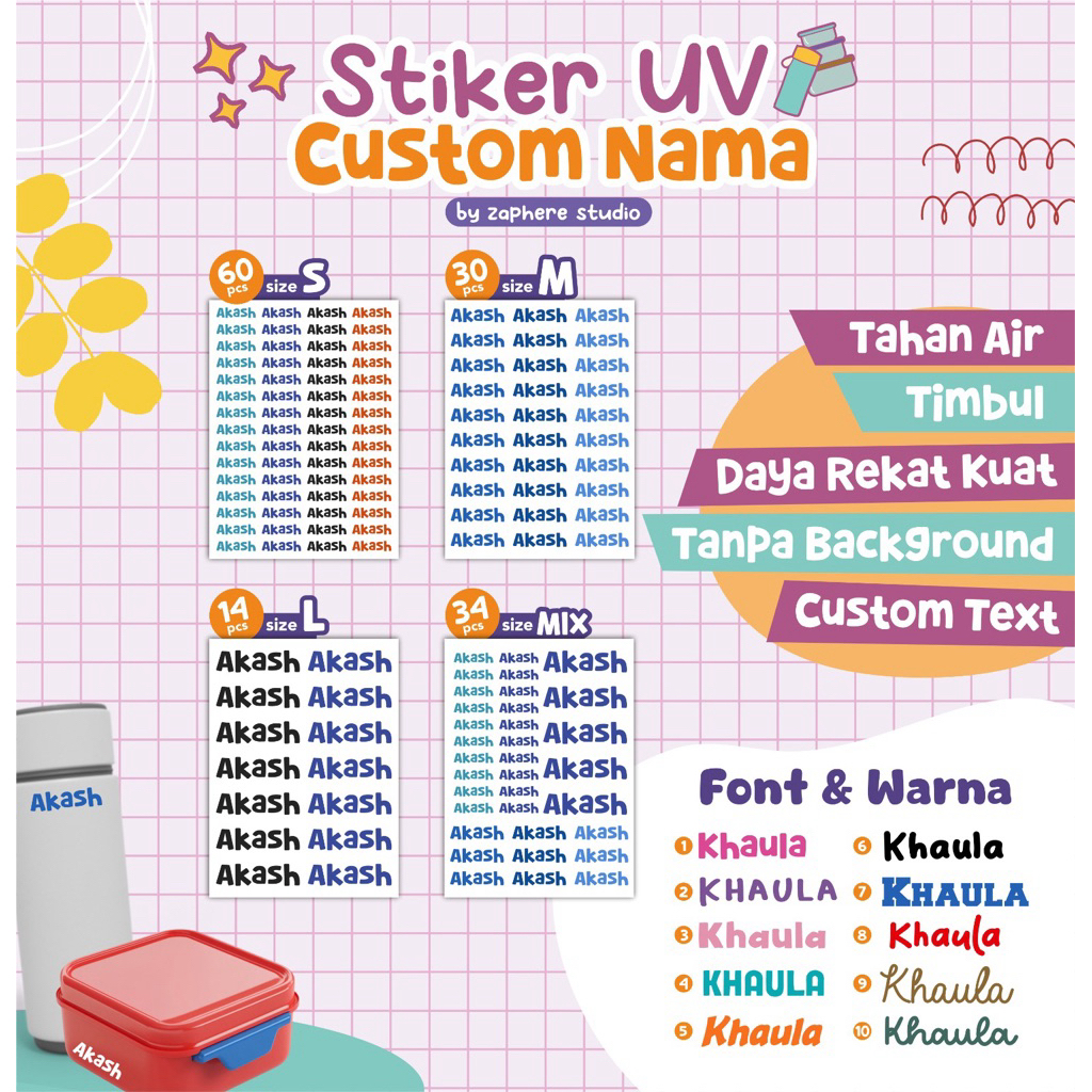 

Stiker UV Custom Nama