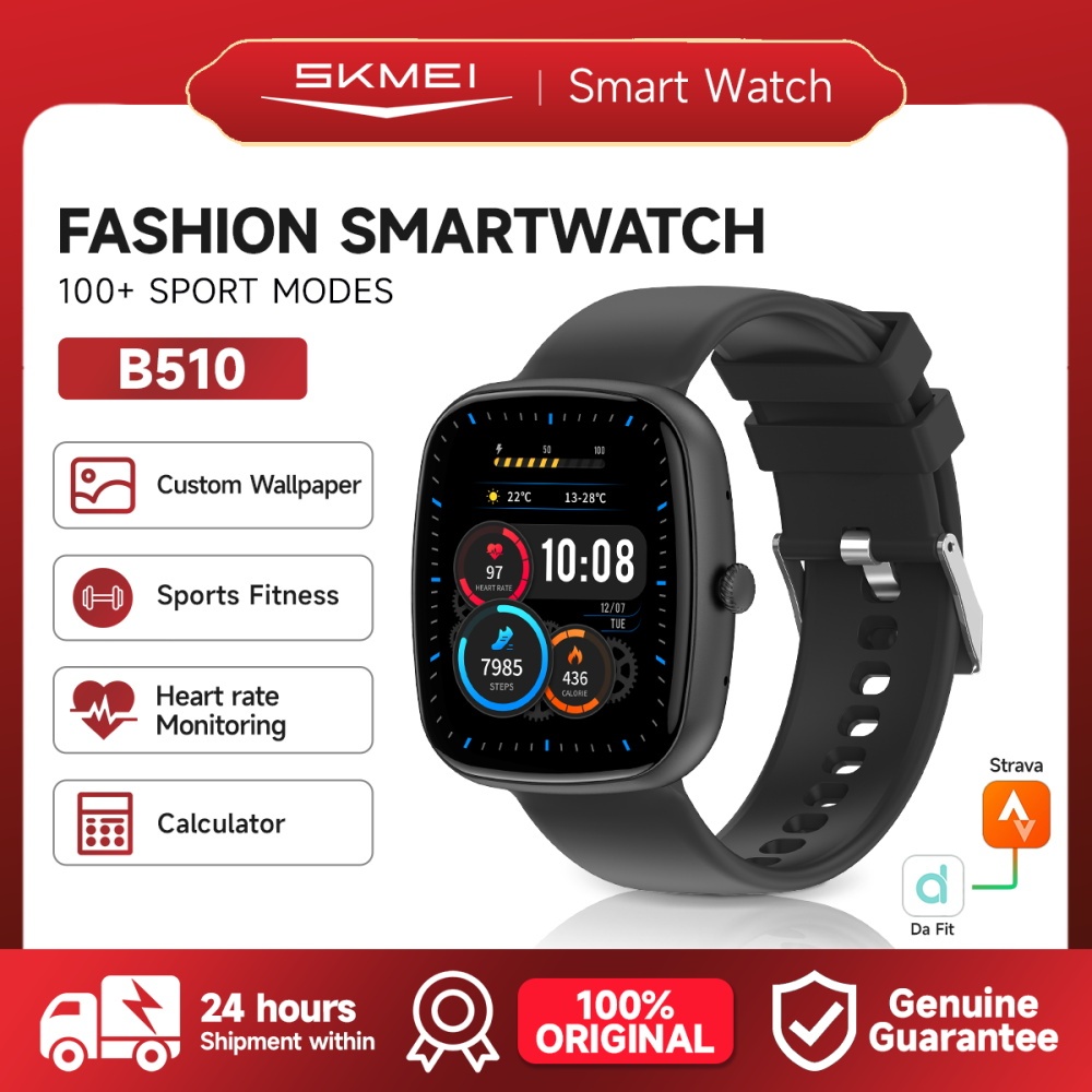 SKMEI Smartwatch B510 Jam Tangan Smartwatch Support Strava IP67 Waterproof 1.83-inch Touch Screen Bl