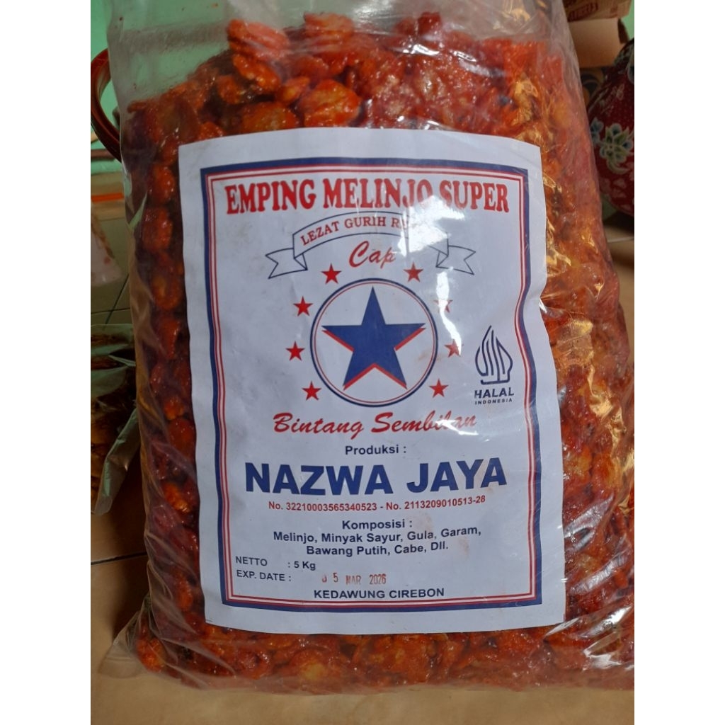 

Emping Melinjo pedas manis 1 Ball (5Kilogram),harga grosir