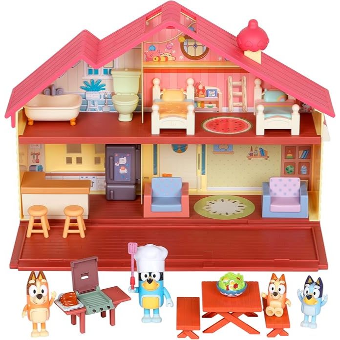 Set Mainan Rumah Bluey, Paket Mega Mainan Rumah Keluarga & BBQ, Bluey, Bingo, Bandit, Chilli