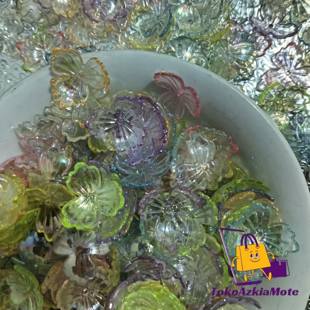 Manik Akrilik Aesthetic Mote Bunga kelopak Besar Per (15gr)