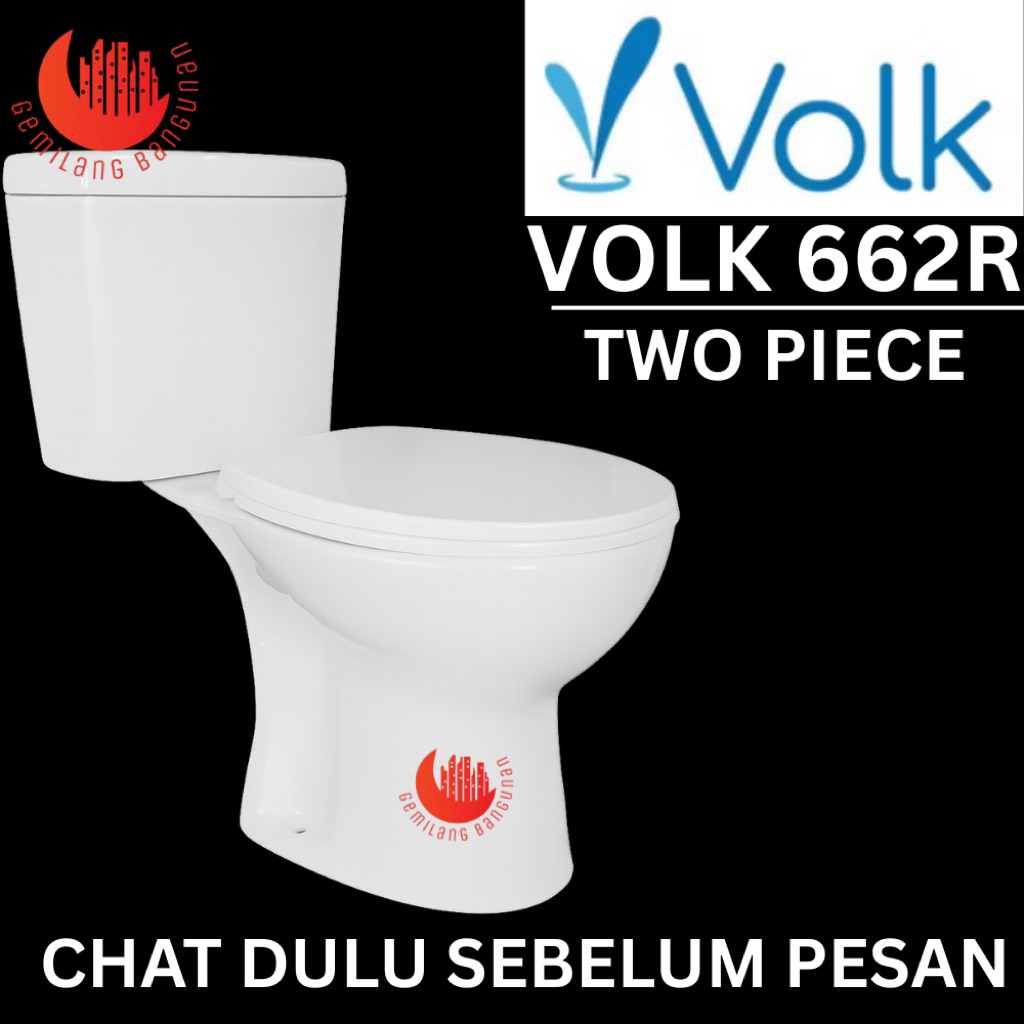 VOLK 662R TWO PIECE TOILET WHITE AS 25CM / KLOSET DUDUK OTOMATIS / KLOSET TANGKI
