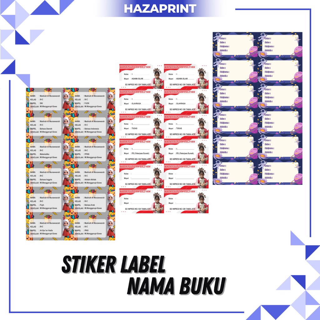 

12pcs Stiker Label Buku Sekolah / Stiker Buku Pelajaran / Custom Nama Buku Sekolah Anak