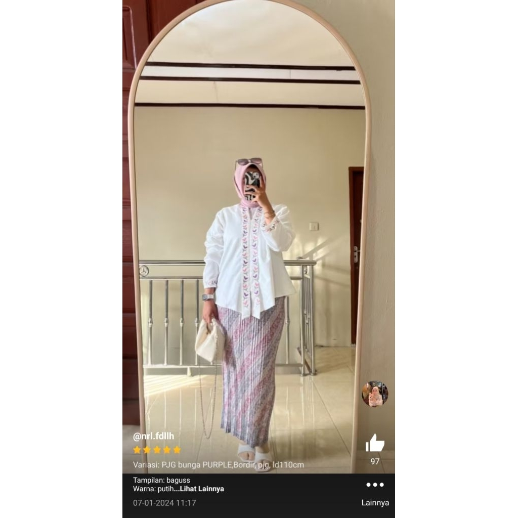 Atasan Kebaya Floy Bordir Putih Lengan Panjang Sampai Jumbo KERONCONGBUSANA