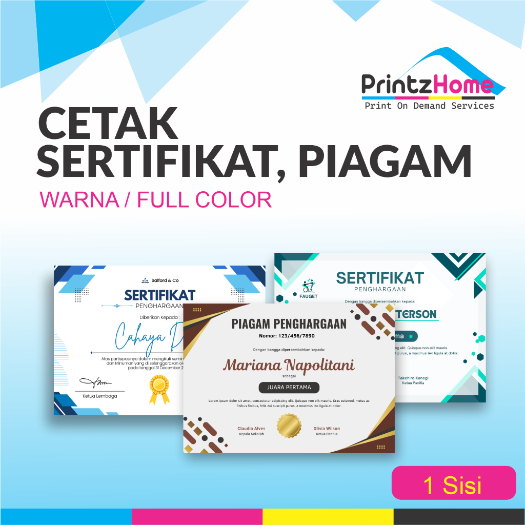 

Cetak Sertifikat | Cetak Piagam Berwarna Warna | Print Full Color A4