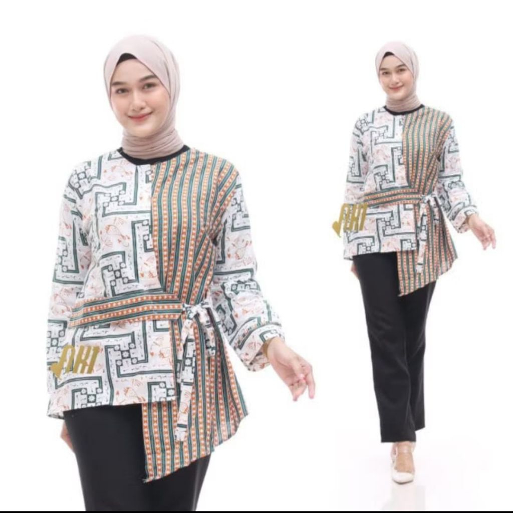 JUMBO LD LEBAR DADA 98 UKURAN 104 CM XL BATIK WANITA KATUN TANGAN PANJANG KEMEJA PENDEK FASHION BAJU