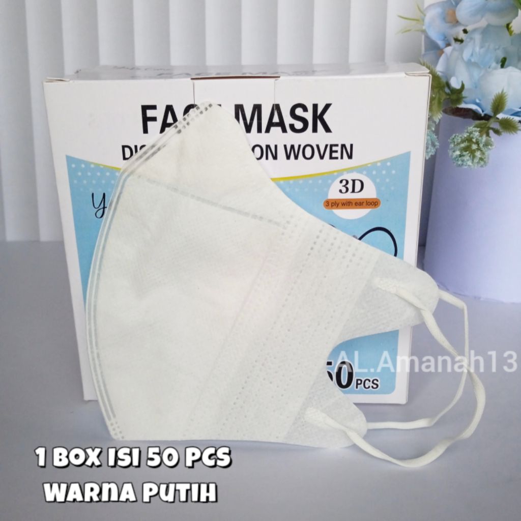 AL - 1 Box Masker DUCKBILL Y&B CARE Y B CARE YnB Care Warna Putih Isi 50pcs / Masker Duckbill 3 Ply 