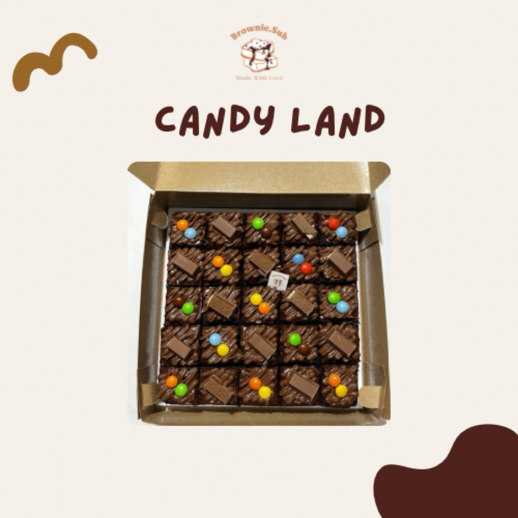 

candy land brownies | brownies sekat | brownies mix | brownies nutella | brownies permen | brownies hias | brownjes ulang tahun | brownies panggang | fudgy brownies