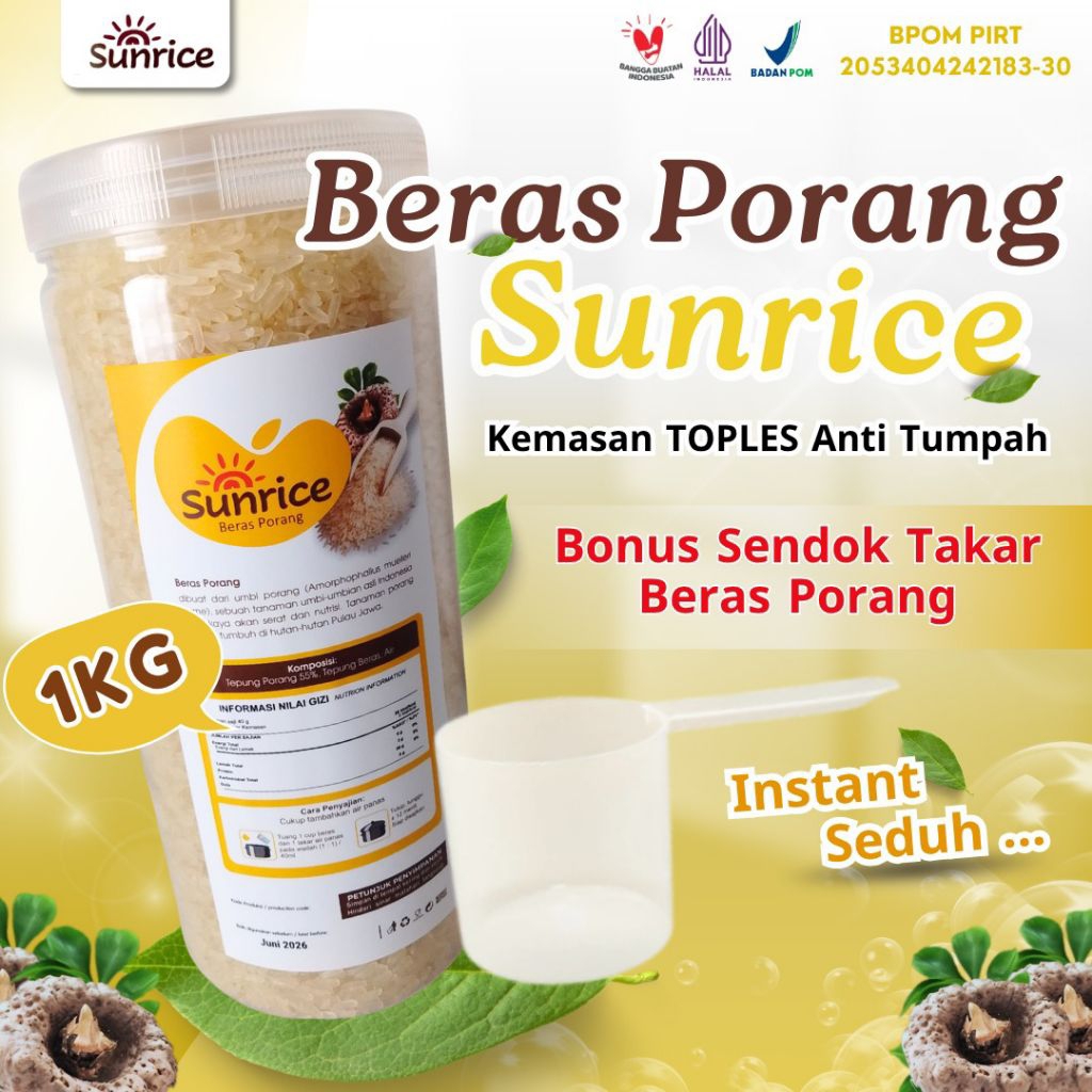 

Beras Porang shirataki SUNRICE # 1 KG + Bonus sendok Takar