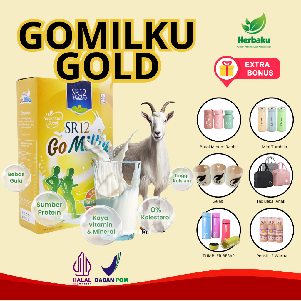 

600gr GOMILKU GOLD gratis Tumbler Go milku SR12 SUSU ETAWA HERBAL SR12