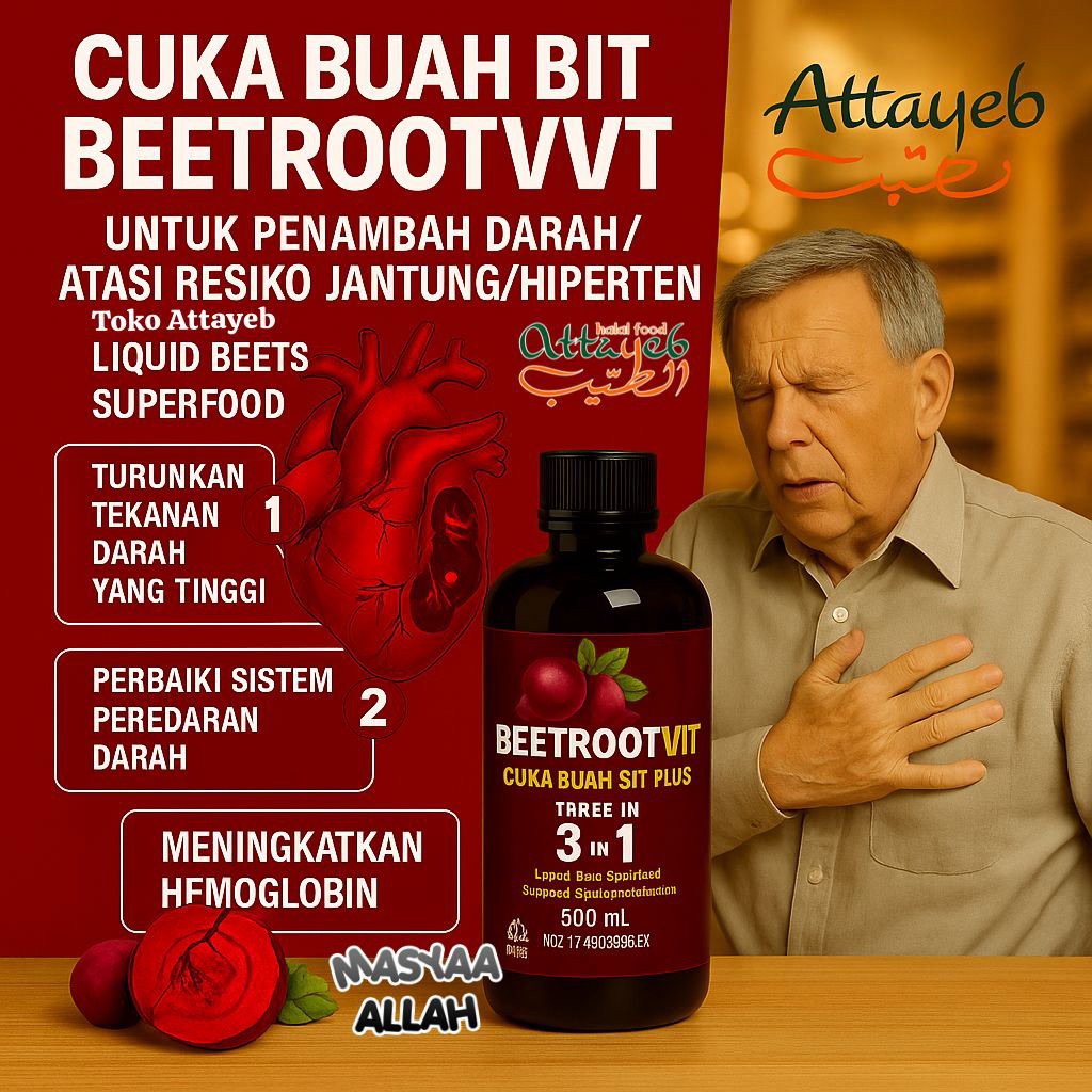 

BeetrootVit Cuka Buah Bit Organik SuperFood 500ML Fermentasi Alami Zat Besi asam Folat Multivitamin Untuk Kesehatan Serangan Jantung Menjaga kadar gula darah BITOVIN