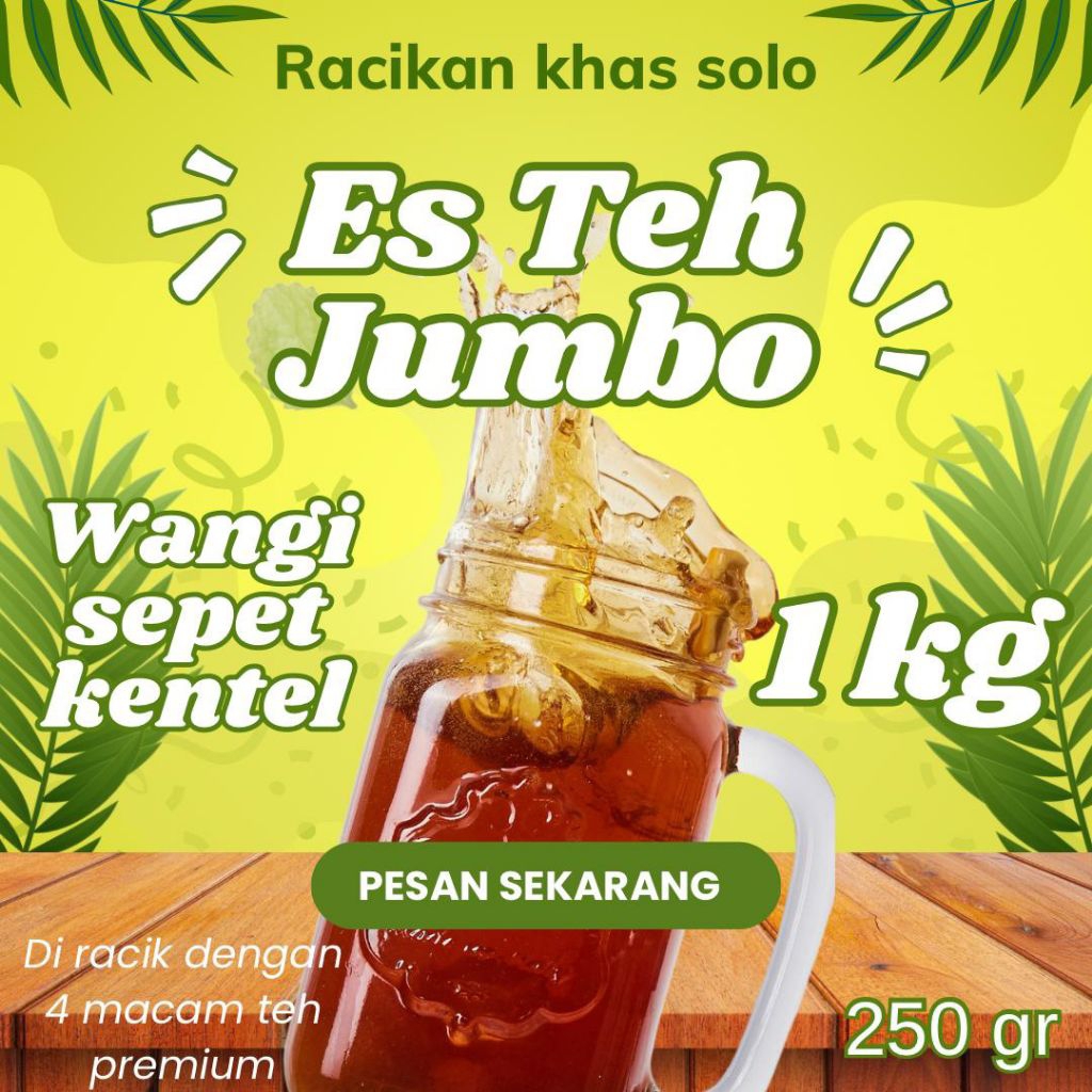 

Teh Racik Solo 1 Kg Paket Usaha Es Teh Jumbo Wangi Sepet Kentel - ( Teh Premium )