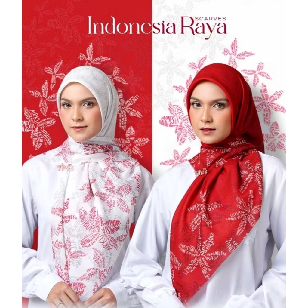 Dina Hijab - HIJAB JILBAB KERUDUNG SEGI EMPAT MOTIF MERAH PUTIH AGUSTUSAN HUT RI KEMERDEKAAN DIRGAHA