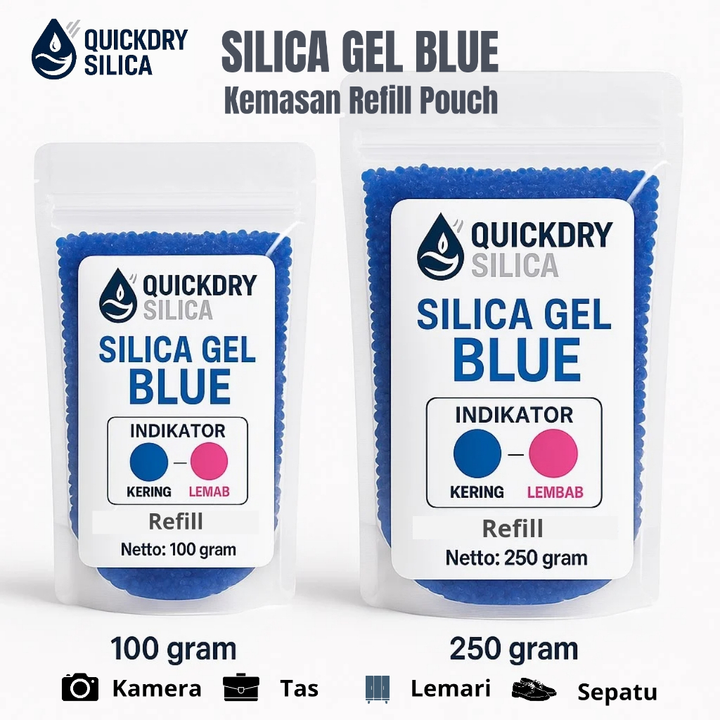SILICA GEL BLUE REFILL CURAH + Indikator Warna / Silica Gel Blue Kamera / Silika Gel Tas dan Sepatu