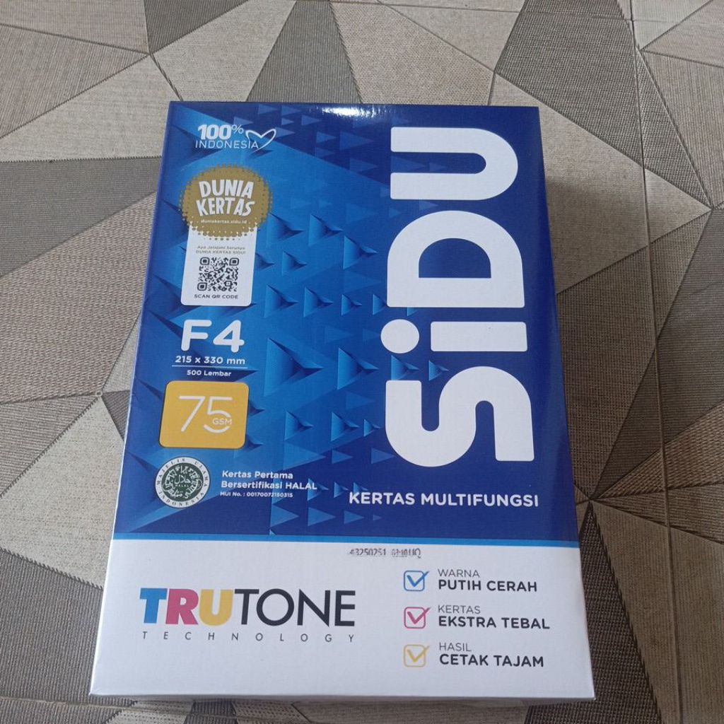 

Kertas HVS F4 75 GSM merek SIDU