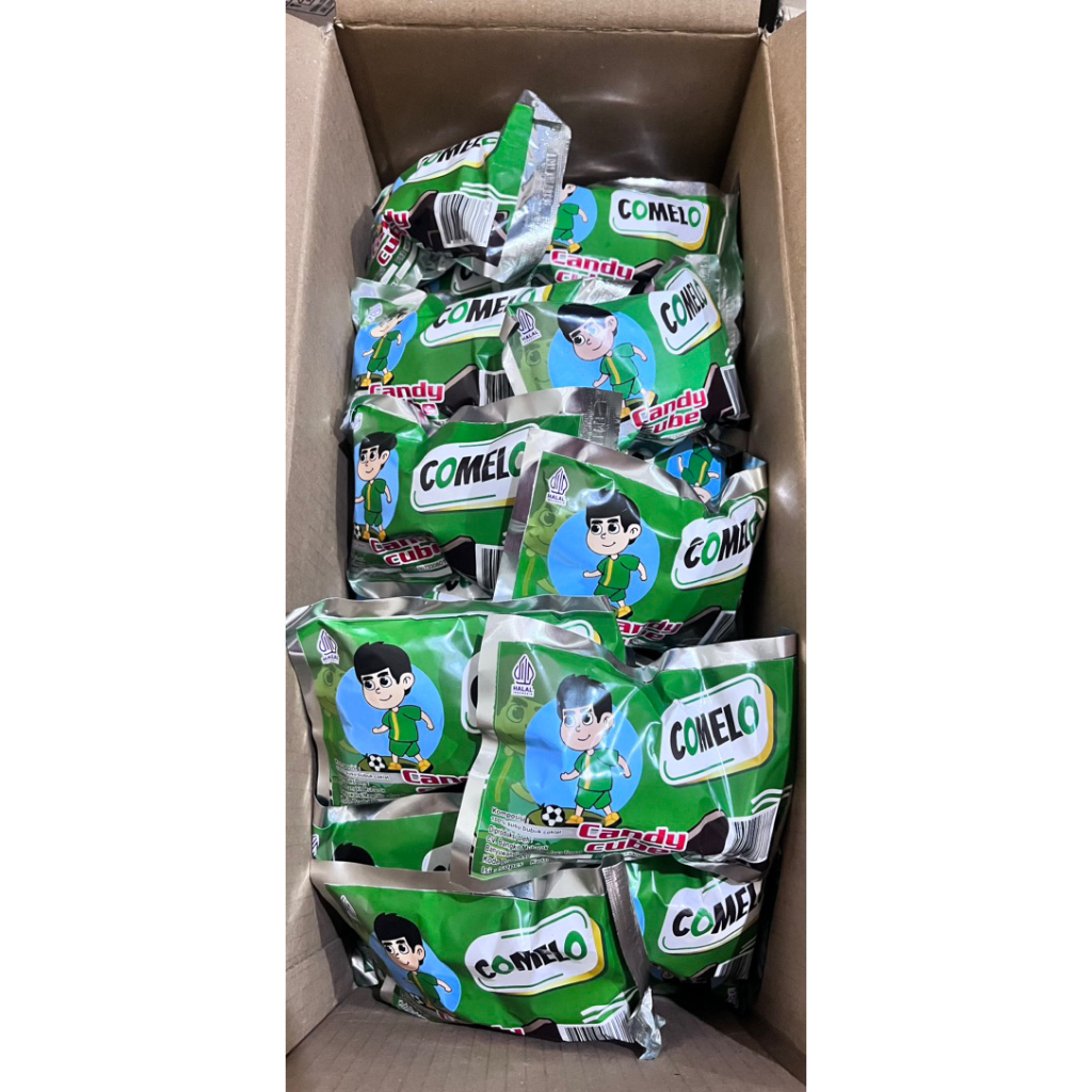 

Comelo candy cube kemasan 1 dus ( isi 40 kemasan )