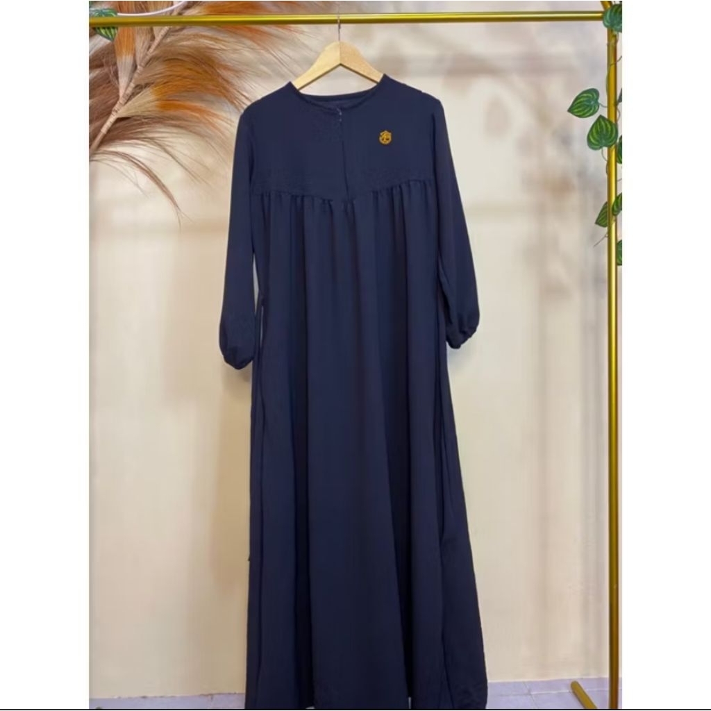 GAMIS POLOS CRINKLE AIRFLOW HITAM / DRESS TERUSAN BLACK