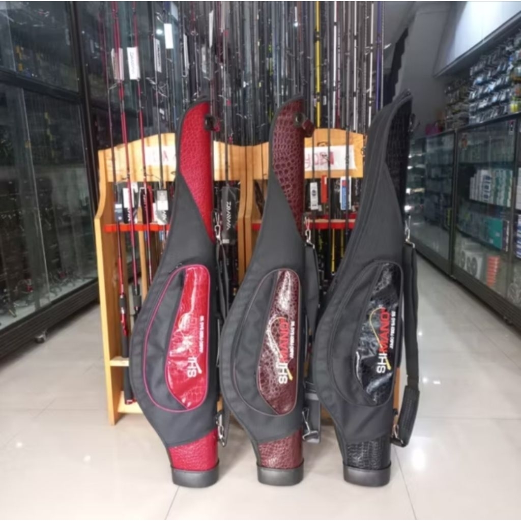 Tas joran shimano hardcase bahan kulit 100/120cm - jumbo premium