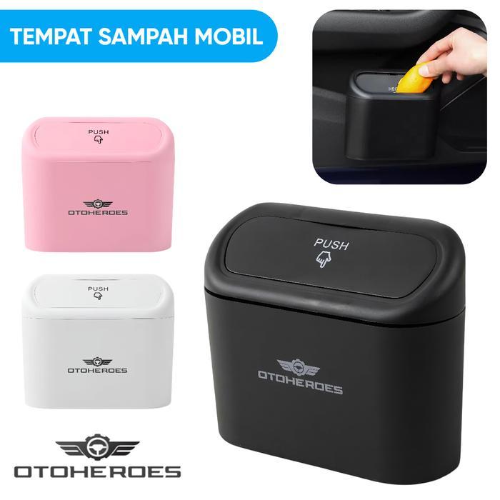 Tempat Sampah Mobil OTOHEROES Car Trash Bin Pressing Type Tutup Otomatis - Hitam