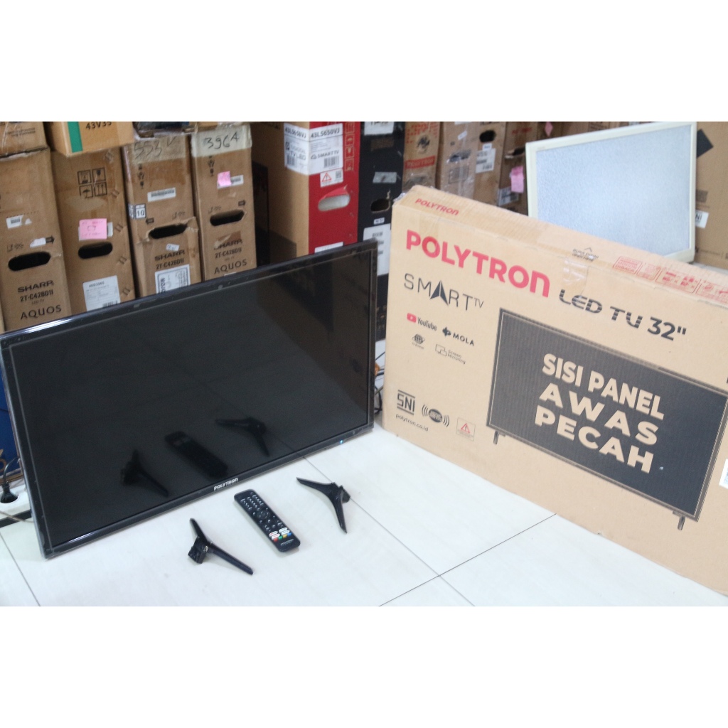 [+free packing kayu] Led Polytron 32 Inch Smart TV Youtube Wifi Connect Kondisi bekas masih segel547
