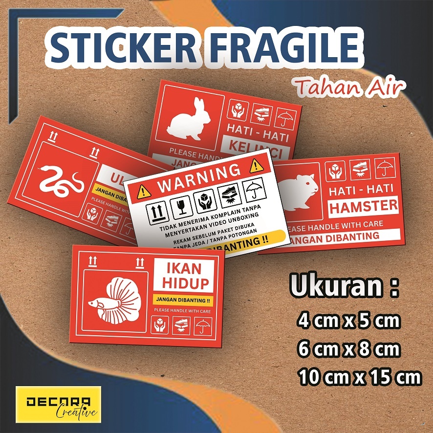 (100 PCS) STICKER FRAGILE | STICKER PECAH BELAH | STICKER AWAS PECAH
