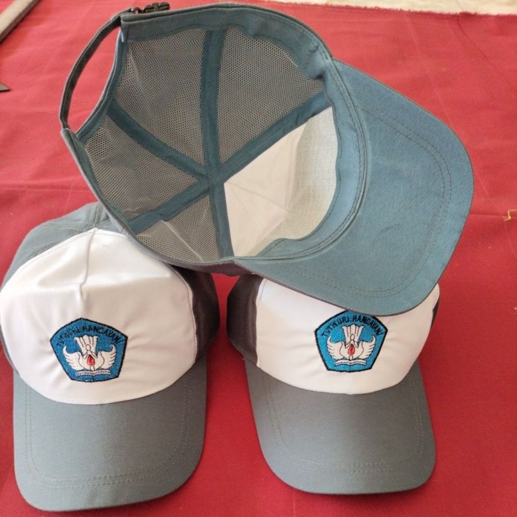 topi SMA kain famatex putih abu