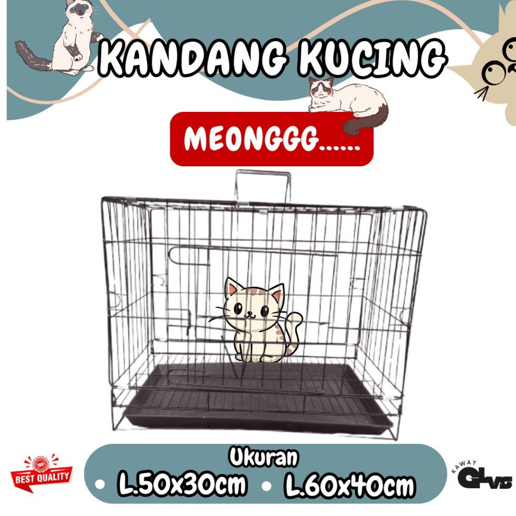 Kandang Kucing kokoh, ukuran Lebar 50x30cm | Lebar 60x40cm