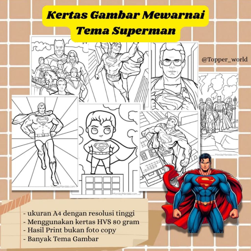 

20 LEMBAR KERTAS MEWARNAI ANAK TEMA SUPERMAN (READY LANGSUNG KIRIM)