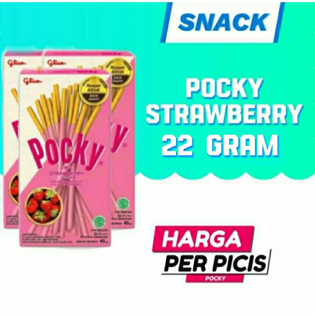 

pocky 22 gram dan 45 gram, strawberry, double choco, coklat