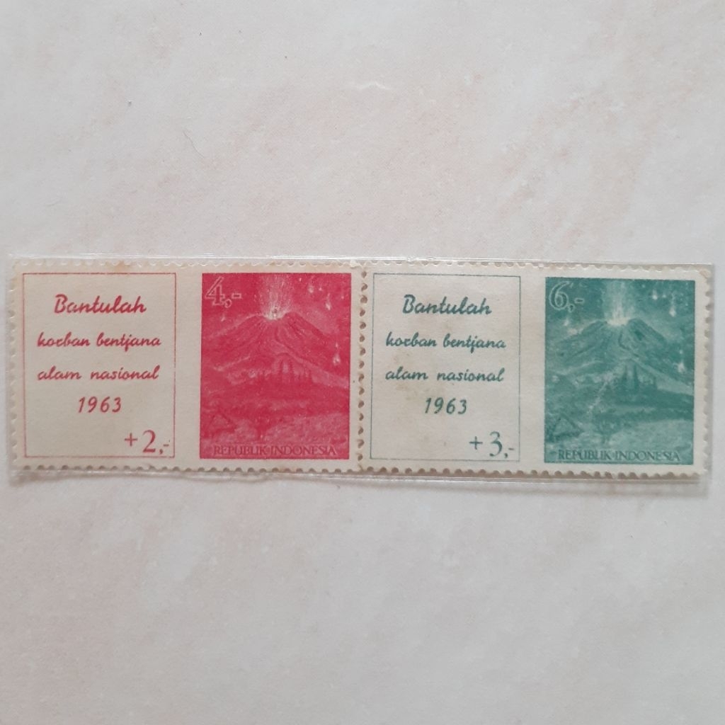 

Perangko Indonesia Bencana Alam '63 tahun 1963 set lengkap - 2pcs