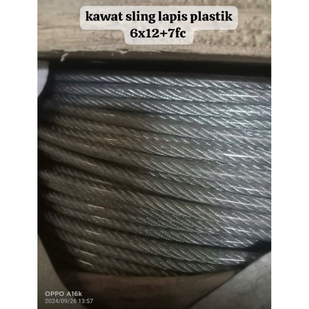 KAWAT SELING GALVANIS LAPIS PLASTIK PVC TALI SELING BAJA ( HARGA PER ROLL )