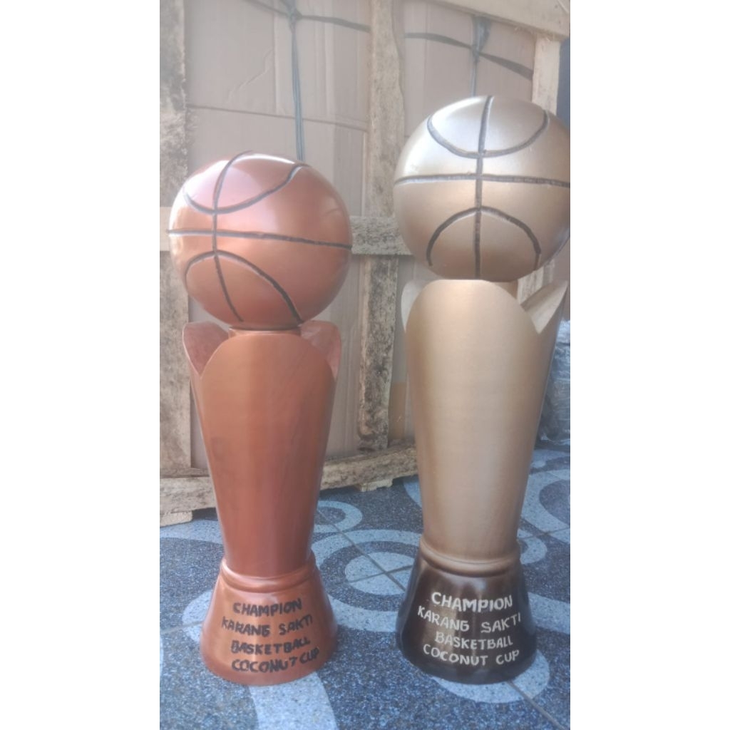 Piala kayu jati bola basket set 4 pcs