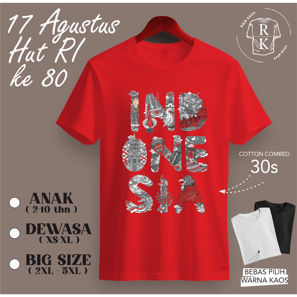 BAJU HUT RI KE 80 - KAOS 17 AGUSTUS - BAJU KAOS 17 AGUSTUS