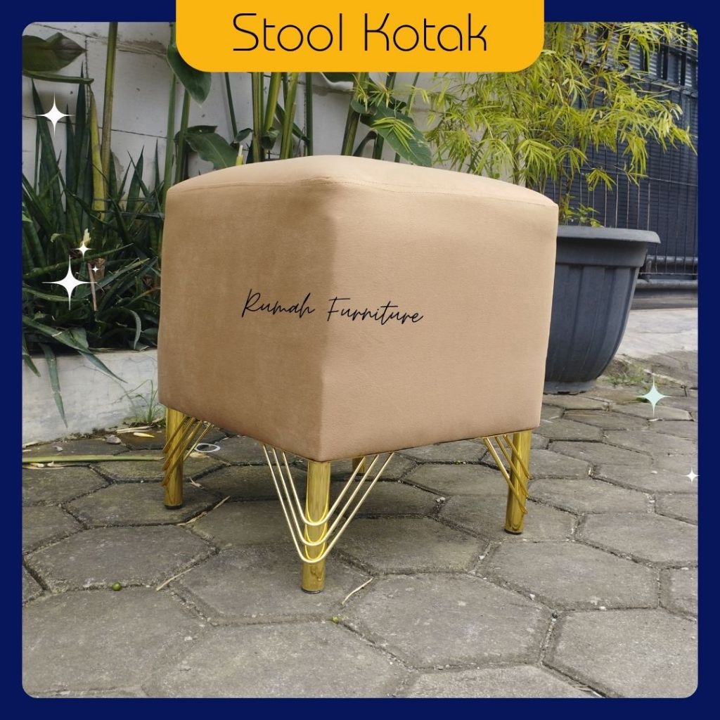Stool Kotak Kaki Besi / Stool / Bench / Sofa / Stool Modern / Stool aesthetic