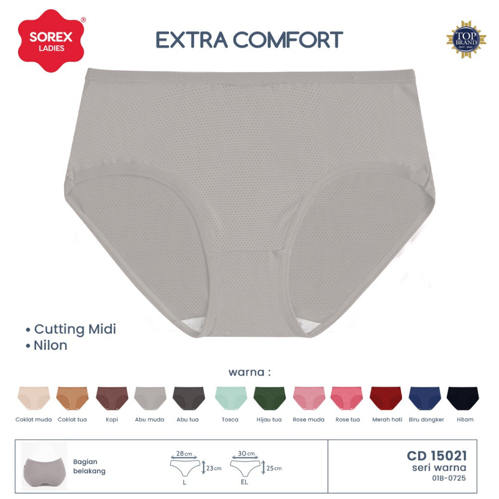 Sorex CD Wanita Extra Comfort Cutting Midi Warna Warni Pori Pori CD 15021 ( Warna Random )