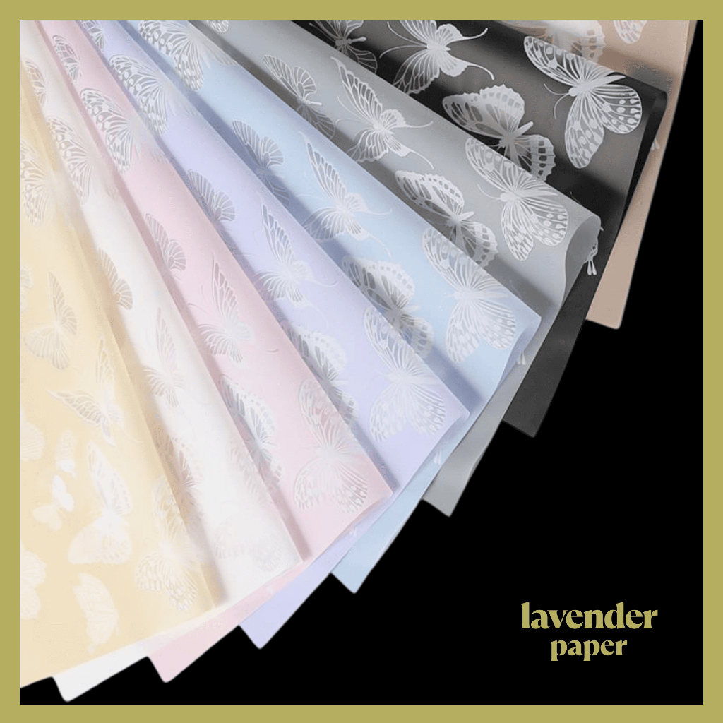 

Isi 20 LEMBAR Kertas Buket Bunga Motif Kupu Kupu Flower Wrapping Butterfly Tatto Cellophane KB048