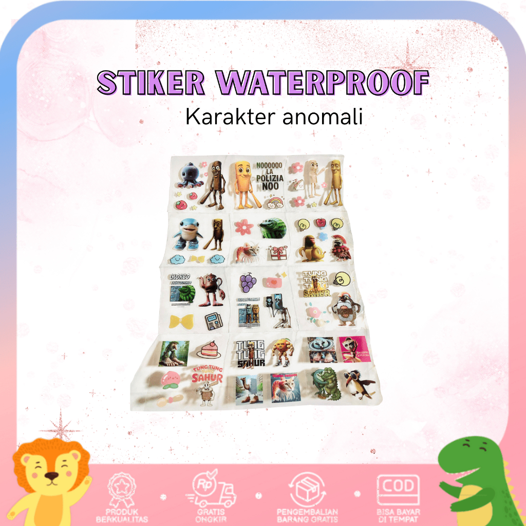 

STICKER NONO ANOMALI [ECER] WATERPROOF TUNG TUNG SAHUR, BALLERINA CAPUCINO, DLL