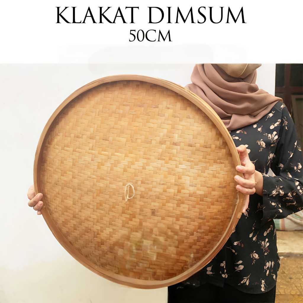 Klakat bambu dimsum JUMBO 50 cm (2 wadah 1 tutup) Wadah dimsum kukusan dimsum bambu