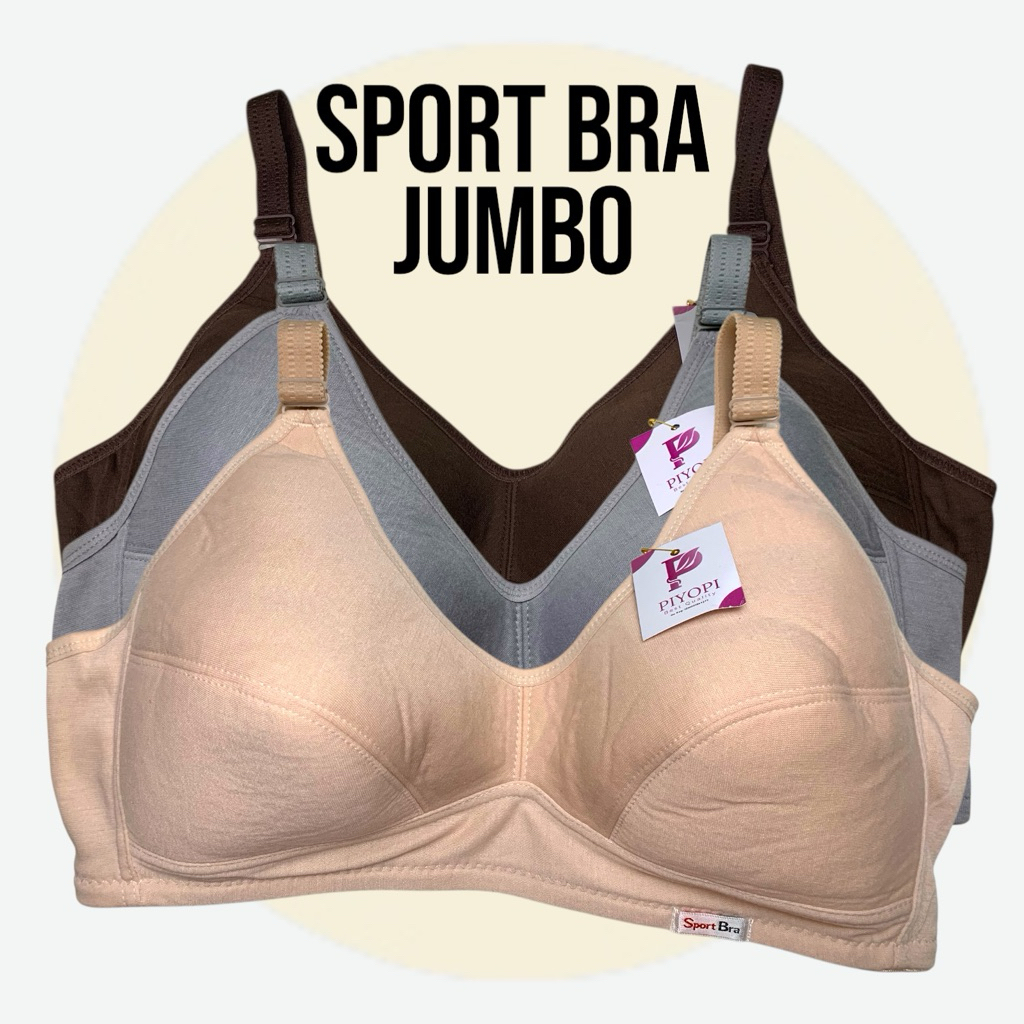 Bra Jumbo Wanita Sport Bra 44 42 40 Cup Besar BH Sport Jumbo Kait 3 dan Kait 2 BH Senam Big Size Tan